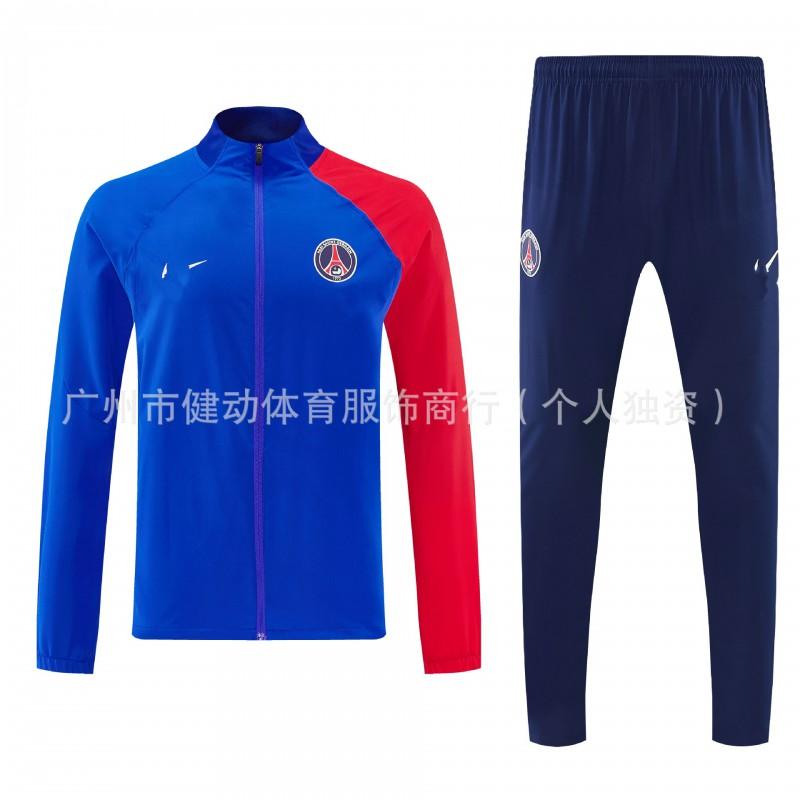Men Women Long Hooded Windbreaker Training Suit Football Warm-Up Jacket Set Sportswear Soccer Practice Running Gym