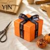 Festive Decorative Fabric Ribbon Halloween Ribbon, 5 Yards 5/8" Pumpkin Spider Web Printed Theme for Gift Wrapping, DIY Wreath Bow Crafts, Party
