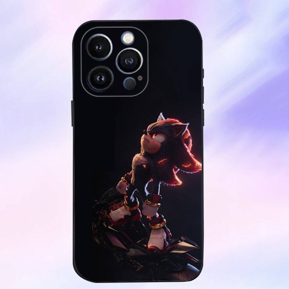 Anime The Hedgehog Shadow Phone Case For iPhone 16,15,14,13,12,11 Plus,Pro Max,XS,X,XR,SE,Mini,8,7,Soft Silicone Black Cover