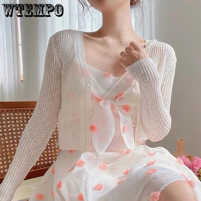 Shrugs Women Candy Color Sweet All-match Cape Elegant Long Sleeve Bolero Sun Shading Cardigan Cropped Shawls Chic Outwear
