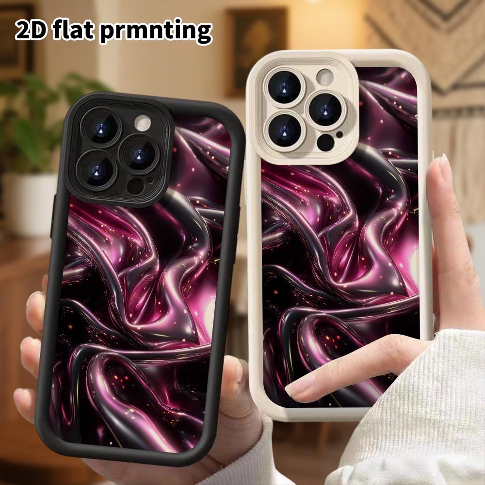 Чехол для телефона: 2D плоский дизайн, подходящий для iPhone 18, 17, 16, 15, 14, 13 Pro, ступенчатый защитный чехол, металлическая текстура, подарок на Хэллоуин