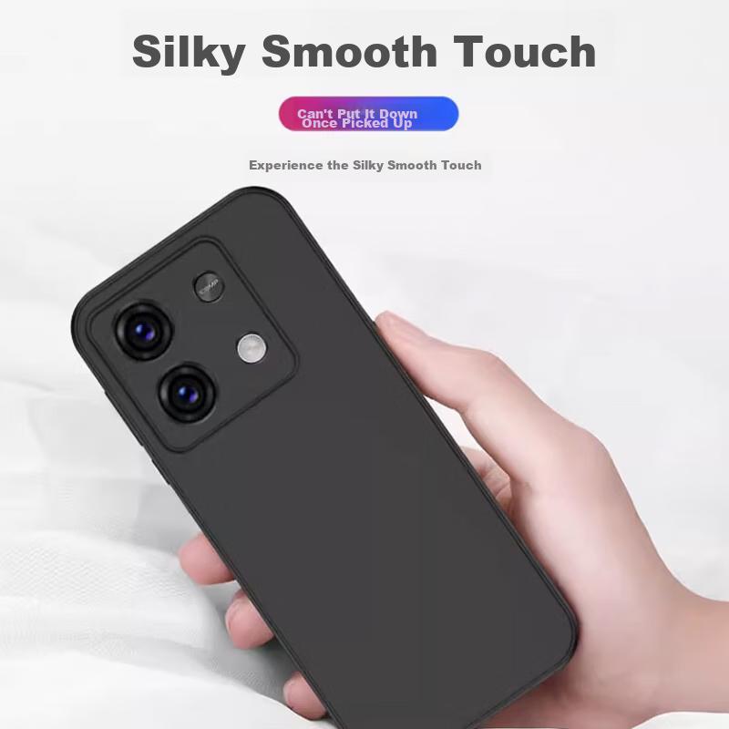 Phone Case for Redmi Note 13, Full Coverage Frosted Soft Anti-Drop Protective Cover - Matte Black
