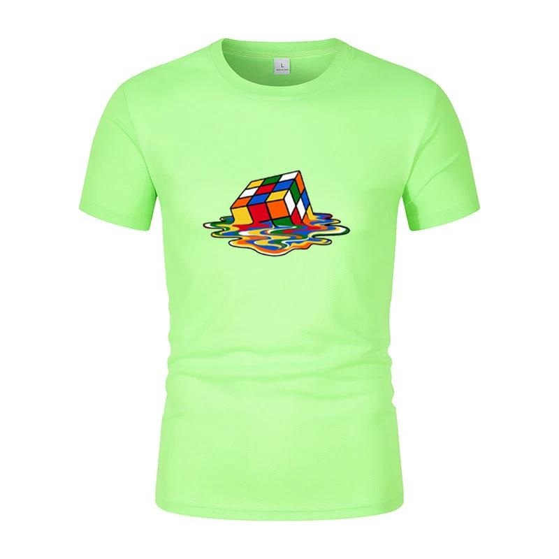 Летняя новая модная и интересная мужская футболка с короткими рукавами с принтом Рубика, повседневная унисекс-футболка в стиле Харадзюку для улицы, спортивный топ