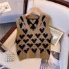 Women Knitted Love Vest Sweater Japanese FashionV Neck Sleeveless Sweater Female Tops