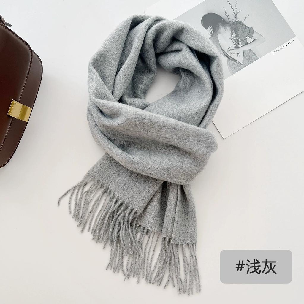 100% Wool Winter Scarf For Women Long Warm Cashmere Scarves Hijab Solid Lady Shawl Wrap Female Pashmina Bandana Head Scarfs