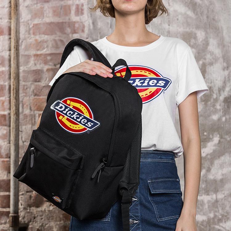 Dickies Large Logo Print Versatile Zipper Backpack Unisex Backpack Black 173U90LBB99BK01