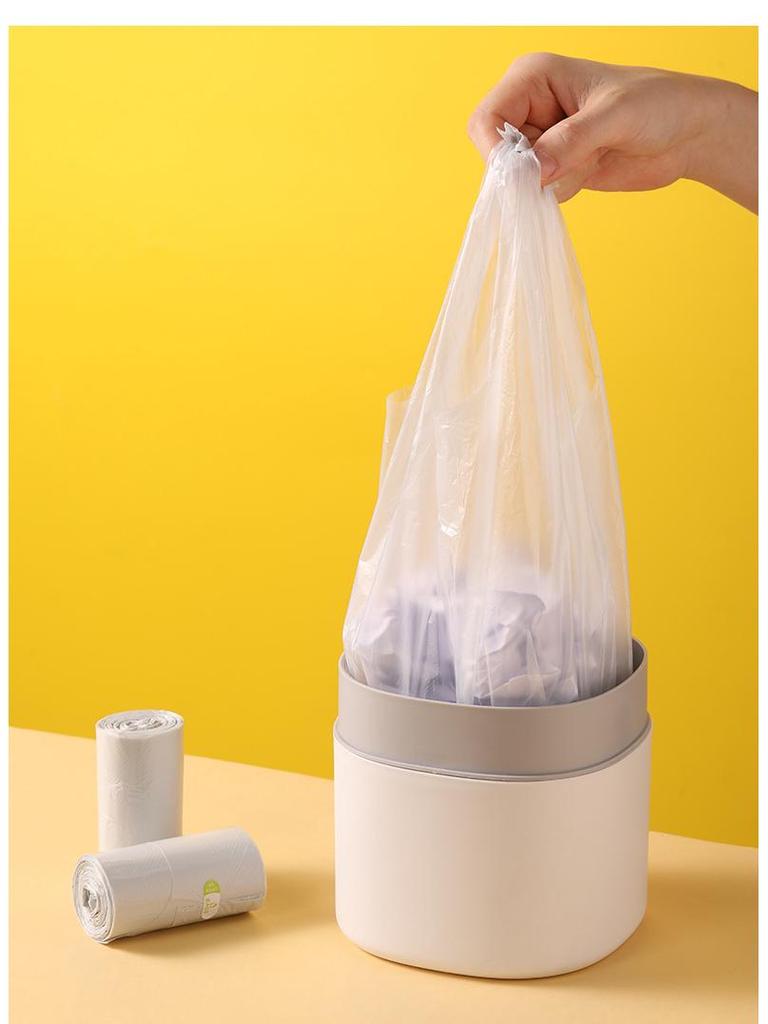 Rice Wood Press-Type Desktop Trash Can for Home, Office, Car - Wastepaper Basket & Storage Bin