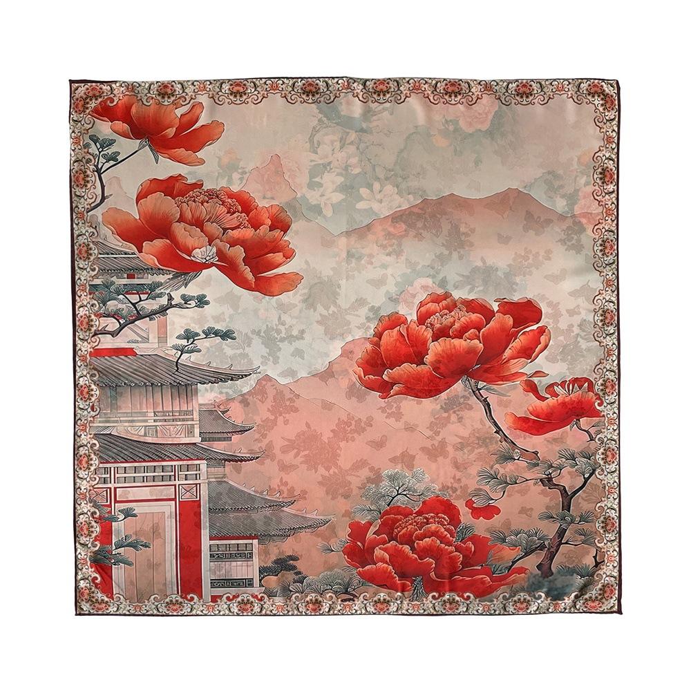 Garnish Hollow Printing Silk Scarf Mulberry Silk Scarf Double-sided Printing Square Scarf High-end Shawl for Women
