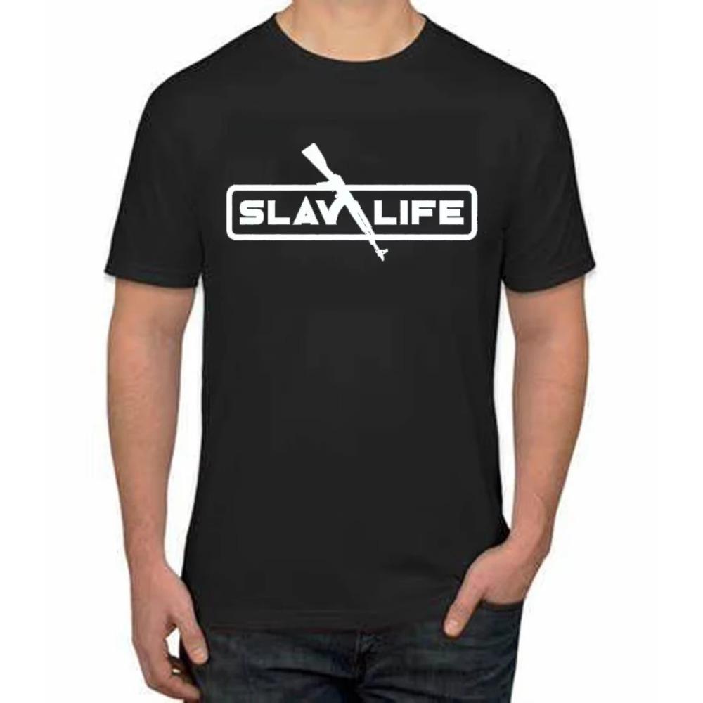 Новая модная футболка Slav Life 100% хлопок с круглым вырезом летняя с коротким рукавом повседневная мужская футболка
