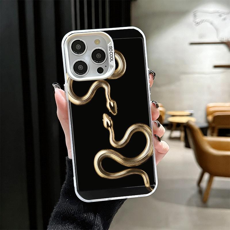 Черная змея Рисунок Ударопрочный Чехол для Телефона для iPhone 17 Air 16 16E 15 Pro Max 14 Plus 13 Mini 12 Задняя Крышка Противоударный Fundas