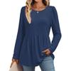 Women's Casual Fashion Long Sleeve Shirt Solid Color Tunic Top