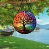 Dropshipping Life of Tree Round Stained Glass Ornament Wind Chimes Colorful Wall Art Pendant Sun Catcher