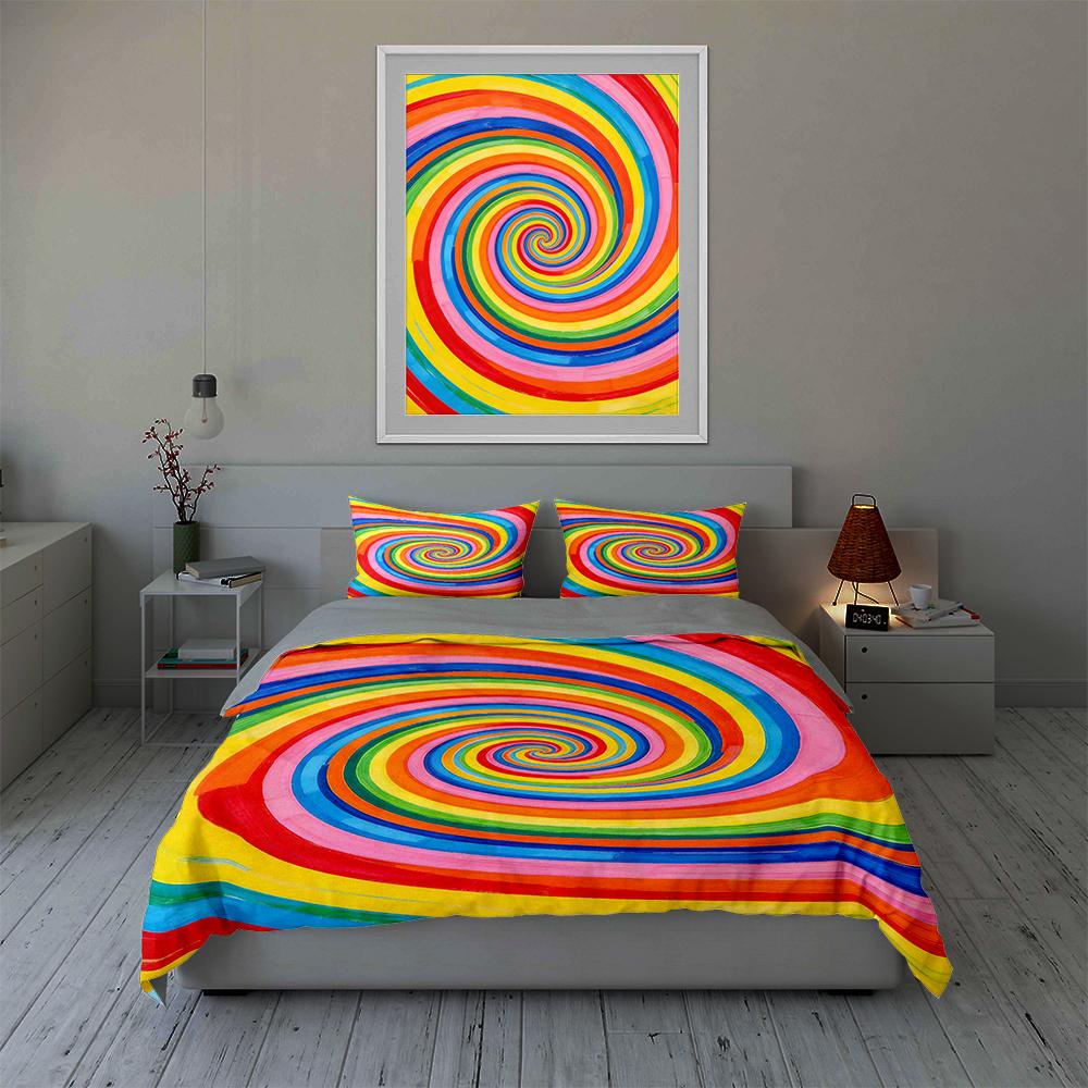Colorful spiral vortex Bedding Duvet cover sets Duvet covers Pillowcases gifts (1 * Duvet Cover 2 * Pillowcases, without duvet insert)