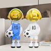 1 шт. Фигурка футболиста-астронавта, Креативный смоляной декор для дома, офиса, Синий/Белый футболисты-астронавты в золотых шлемах, Веселый спортивный декор на тему космоса