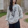 Fresh Sweet 2024 Women's Spring Autumn Splicing Pullovers O-Neck Printed Fashion Loose Minimalist Casual Long Sleeve Sweatshirts