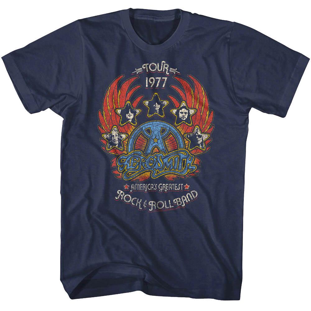 Aerosmith America Greatest Tour 1977 Men T Shirt Rock Roll Band Concert