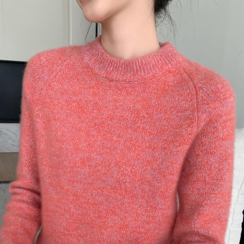 Women's 3-Strand Marled Cashmere Pullover - High-End, Stylish, Round Neck Sweater