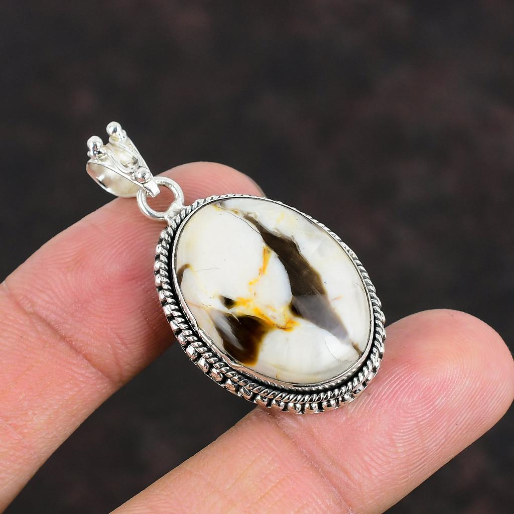 Кулон из яшмы «Арахисовое дерево» Кулон из стерлингового серебра 925 пробы Кулон с натуральным драгоценным камнем Украшения из яшмы «Арахисовое дерево» Кулон ручной работы Подарки для мамы