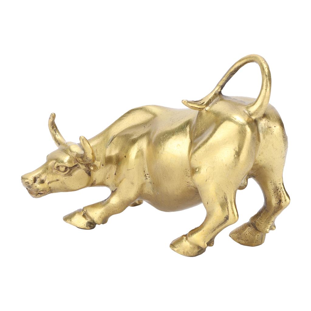 Wall Street Copper Bull Brass Animal Statue Artwork Desktop Decoration for Office Bedroom Bookshelf