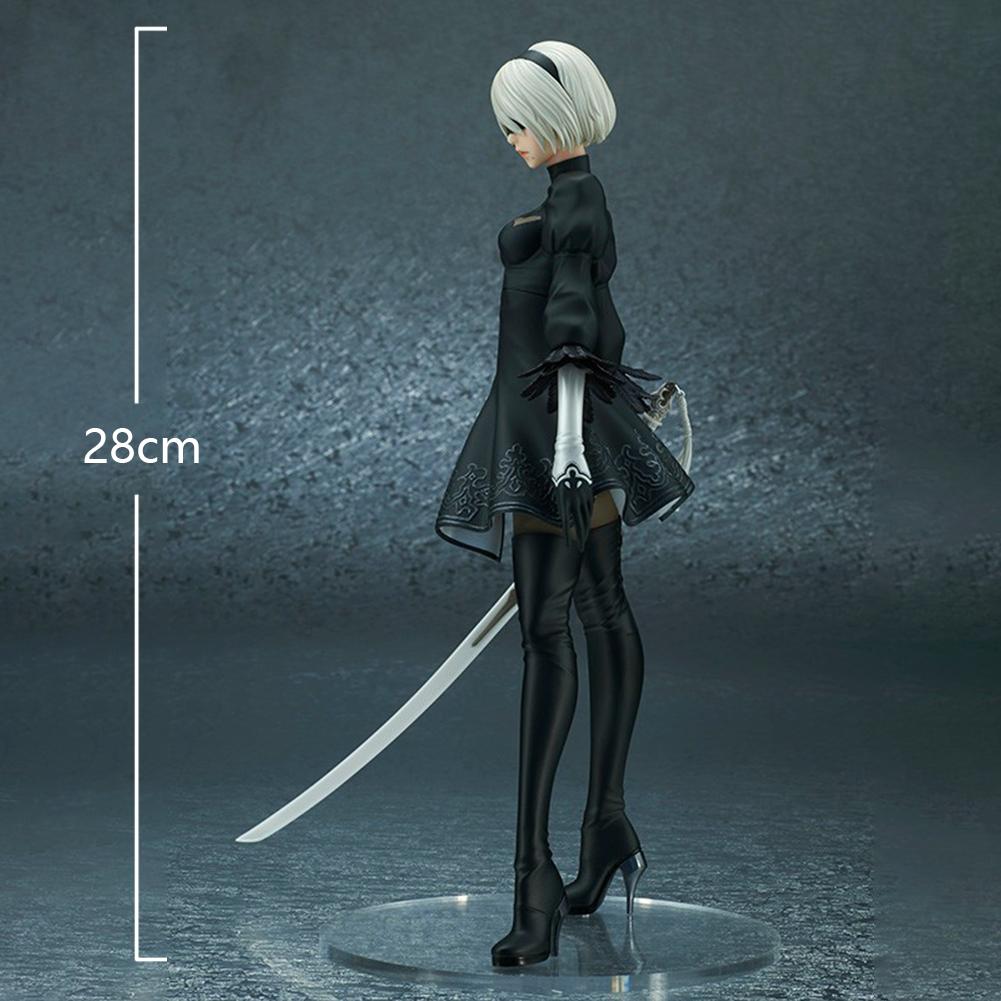 28 см Аниме Фигурка NieR Action 2B стоячая поза с ножом украшение стоит того, чтобы коллекционировать модели красивая сестра подарки Сочлененная Подвижная Детализированная