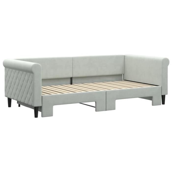 VidaXL Daybed with Trundle Bed Light Grey 90x190 Cm Velvet 3197784