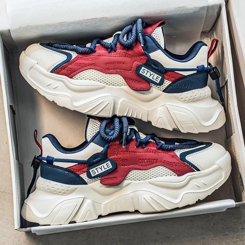 Мужские кроссовки Новые сетчатые дышащие уличные нескользящие кроссовки для бега Увеличение роста Шнуровка Повседневная обувь