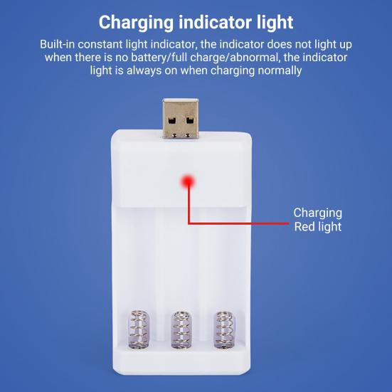 Зарядное устройство Безопасная быстрая зарядка со светодиодным индикатором 3 слота USB Адаптер для зарядки аккумуляторной батареи типа AA/AAA для радио