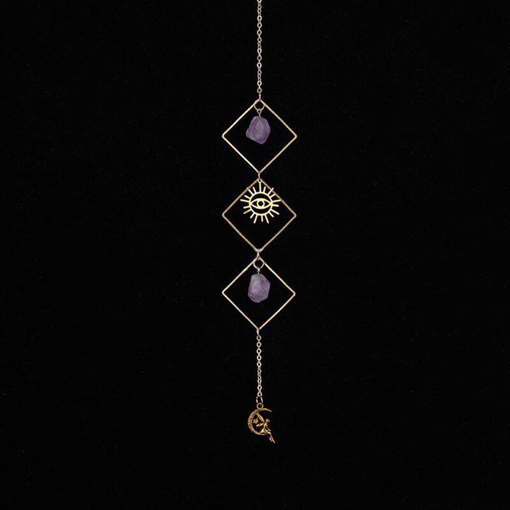 Natural Crystal Original Stone Amethyst Wind Chime Pendant 1pc Handicraft Decorative Bell