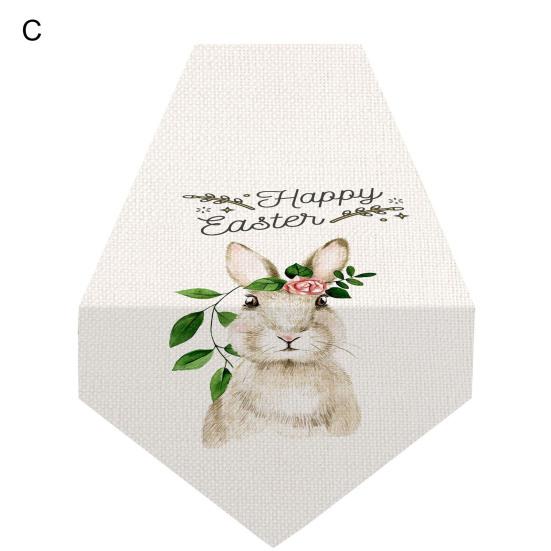 Настольный бегун Цифровая печать Удобный сенсорный праздничный узор Пятностойкая текстура Украшение Милый кролик Пасхальная скатерть Кухонные аксессуары