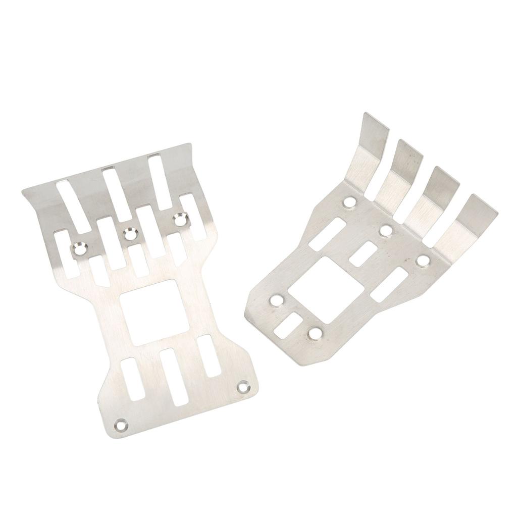 2Pcs RC Front Rear Chassis Skid Plates Stainless Steel Silver Armor Protection Plate RC Accessories