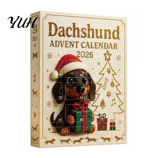 24 Days Surprise Charms 2026 Dachshund Advent Calendar, Christmas Dog Collectible Set, Pcs Collector Items 2D Acrylic Holiday Figures Countdown