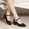 Sandals Female Mid-heeled Sandals Mesh Sandals Cave Shoes Hollow Breathable Single Shoes Thick with Soft Bottom Shoes