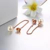 Ear Line Long Hanging Drop Earrings for Women Simple White Black Imitation Pearl Wedding Party Accessories Zircon E033