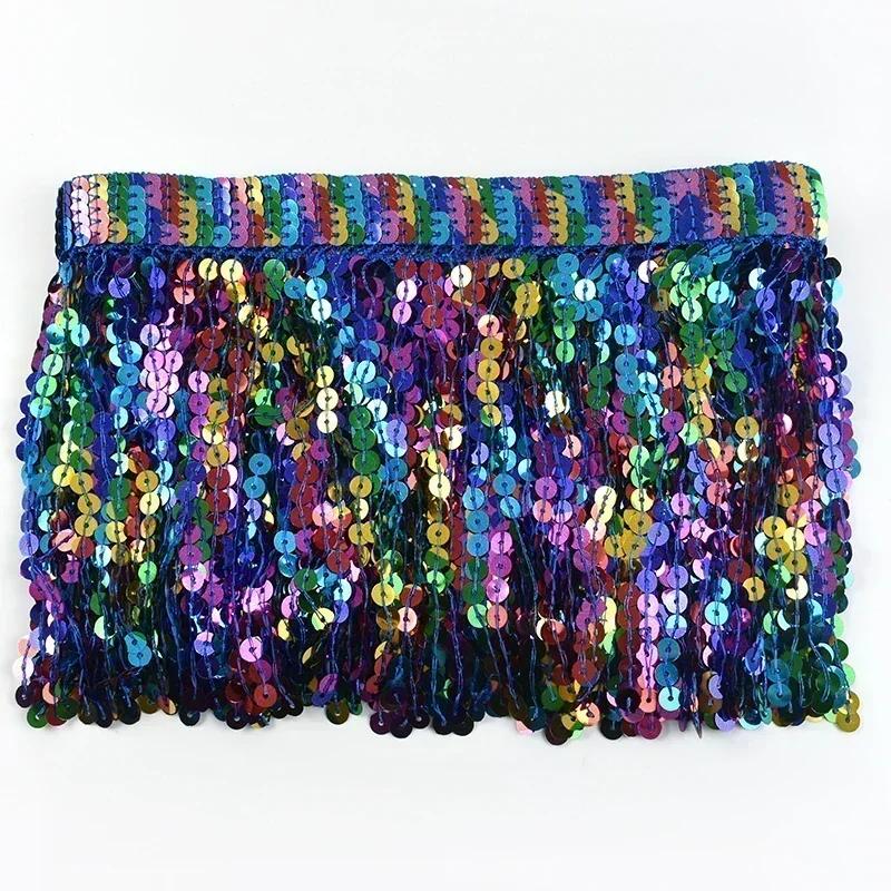 Meetee 1/2/3 ярда 16 см бахрома с пайетками, кисточки, этническая кружевная тесьма, лента с бахромой, отделка для юбки для латинских танцев, одежды, швейная фурнитура