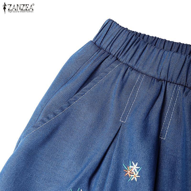 ZANZEA Женские летние повседневные шорты свободного кроя с эластичной талией и принтом