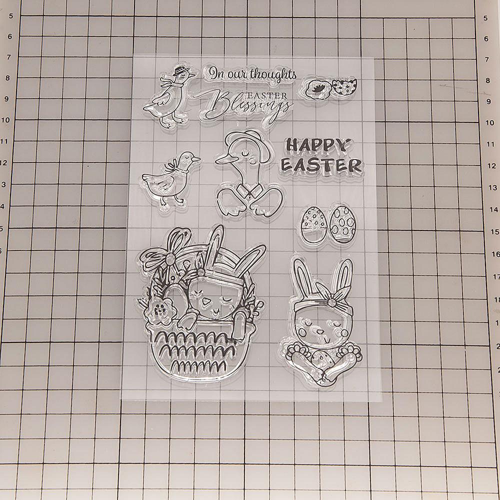 Прозрачный силиконовый прозрачный штамп с праздником Пасхи для печати альбома для скрапбукинга «сделай сам», прозрачные штампы с цветком, кроликом, яйцом, поздравлением