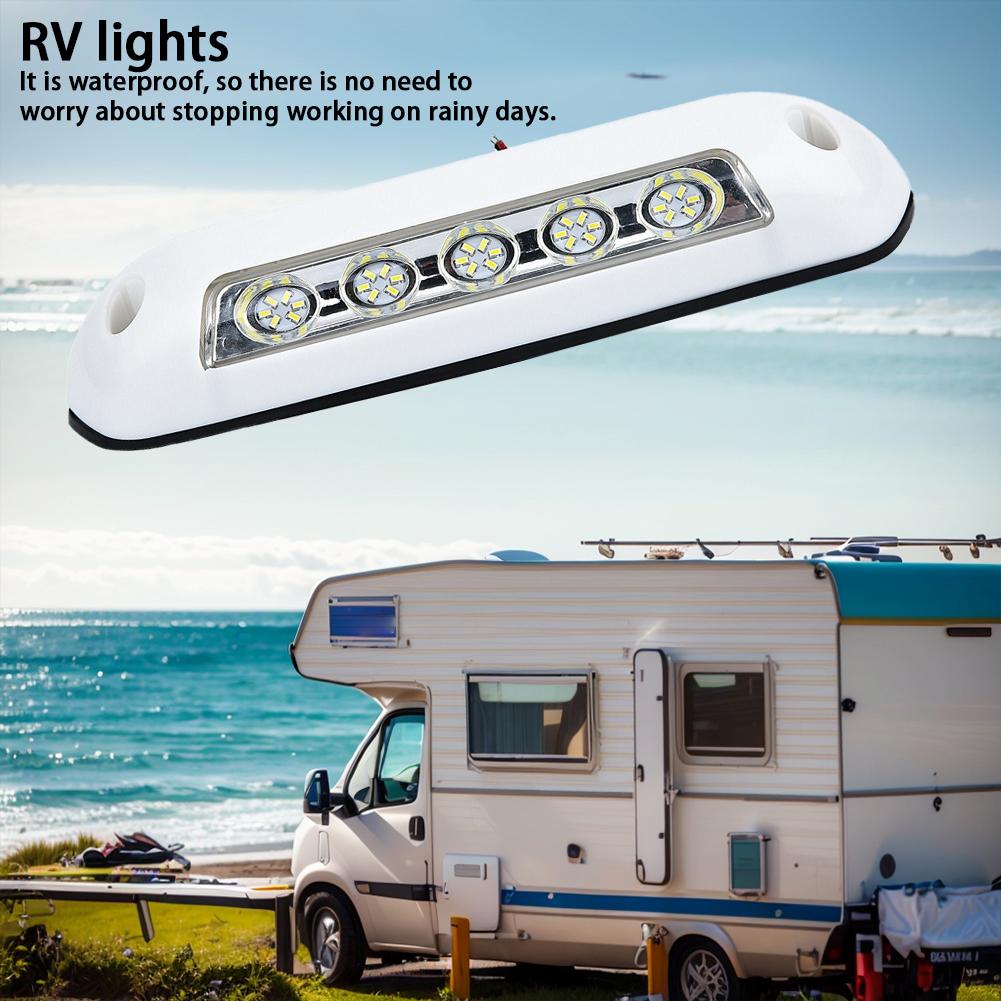 12V RV Van Camper Exterior Lamp 8W Motorhome Caravan Interior Wall Lamps 6000K Waterproof Awning Lights Universal RV Accessories