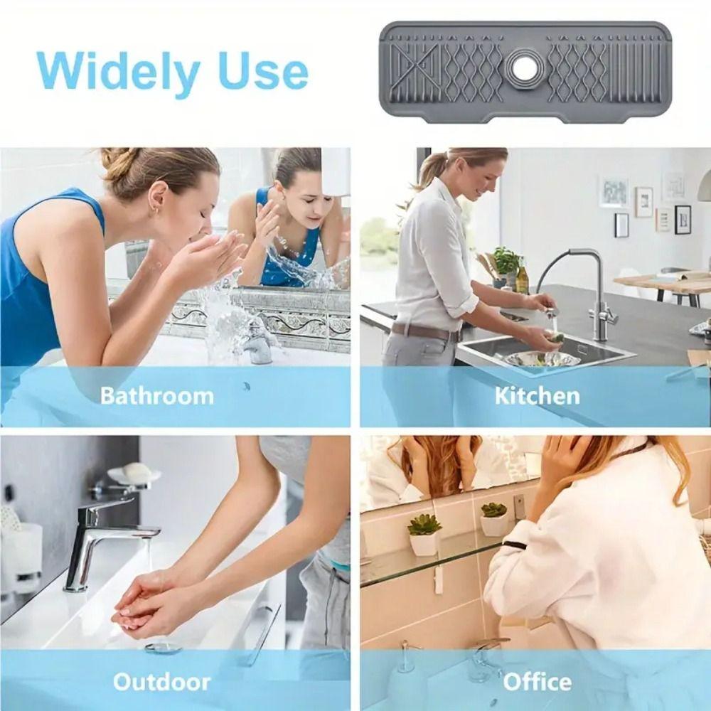Adjustable Faucet Splash Guard Mat Silicone Drying Mat New Sink Draining Pad