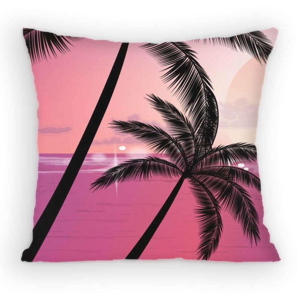 Summer Refreshing Coconut Palm Tree Beach Pillow Case Antidustmite Pillowcase Invisible zipper silky Sofa cover for bedroom