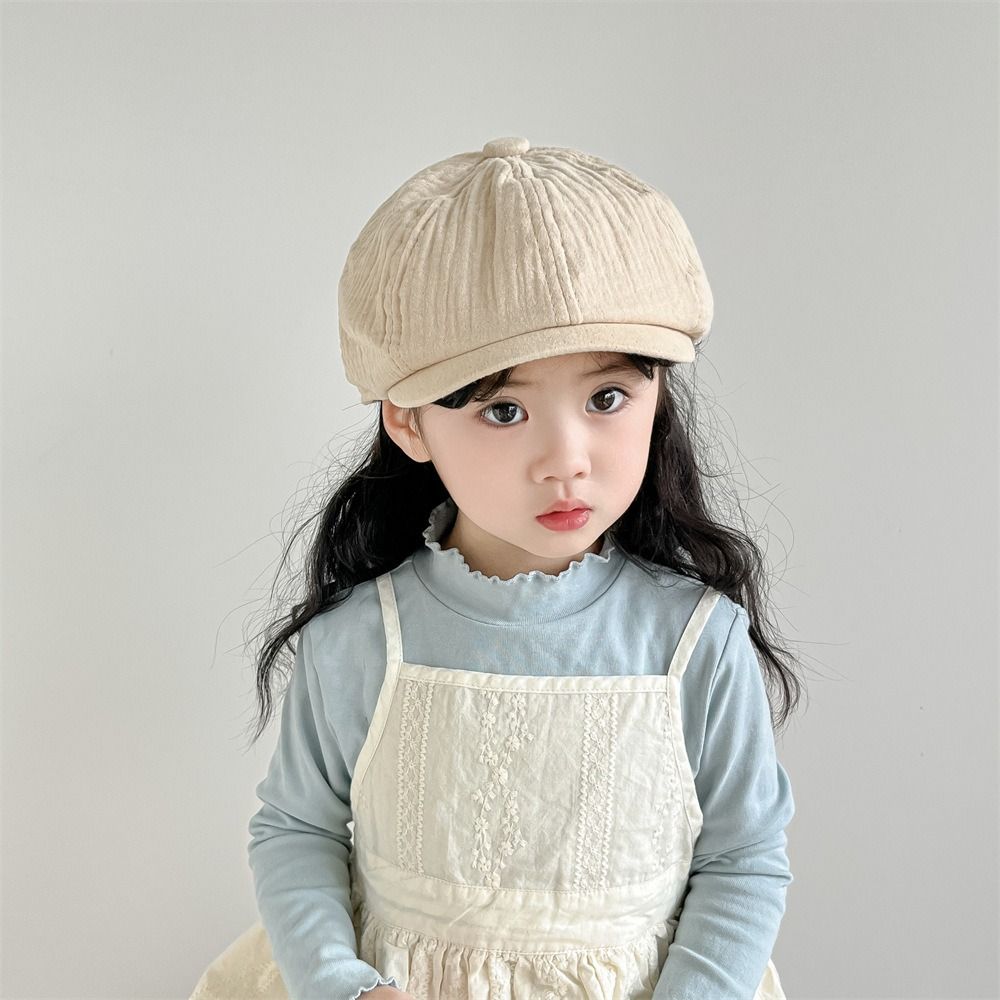 Solid Color Kids Newsboy Cap Visor Baby Beret Retro Children Forward Hat Boy Girl