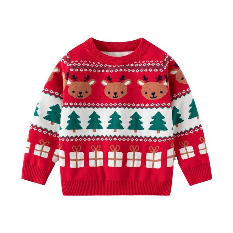 European and American Style Children's Clothing Boys Christmas Deer Jacquard Knitted Sweater Autumn New Baby Sweater