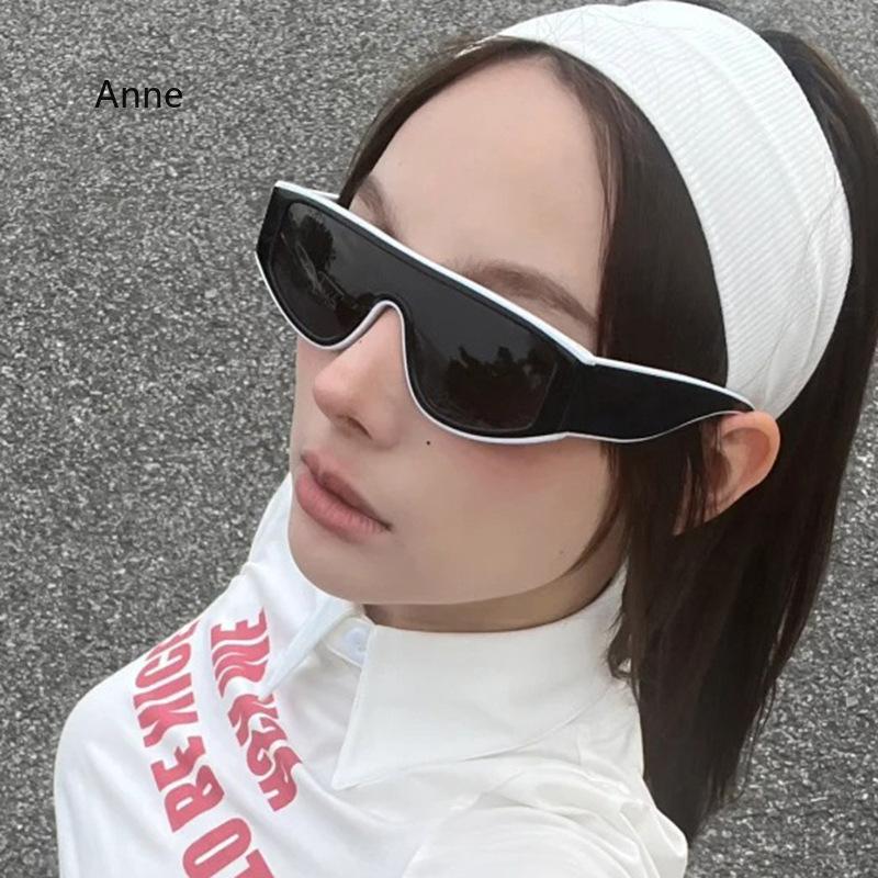 Vintage One Piece Black White Patchwork Sunglasses Women New Fashion Gradient Rectangle Sun Glasses Ladies Driving Shades
