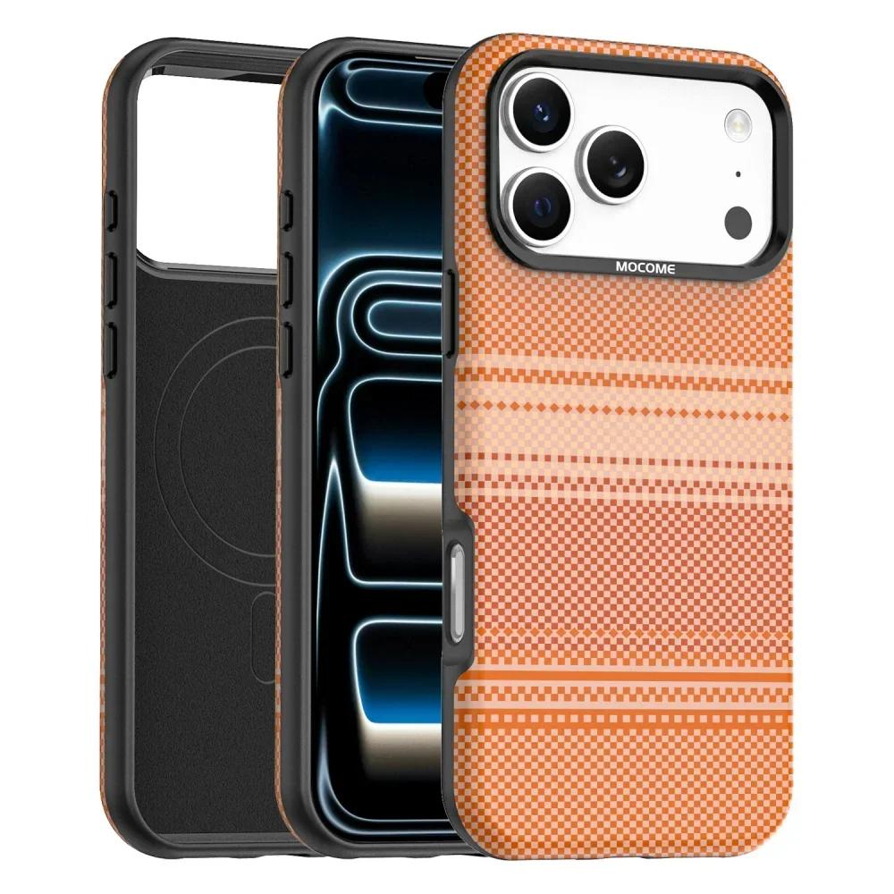 Деловой Чехол для Телефона с Текстурой Углеродного Волокна для IPhone 18Pro Max 17 16 15 14 13 12 Магнитная Беспроводная Зарядка Ударопрочный Защитный Чехол от Царапин