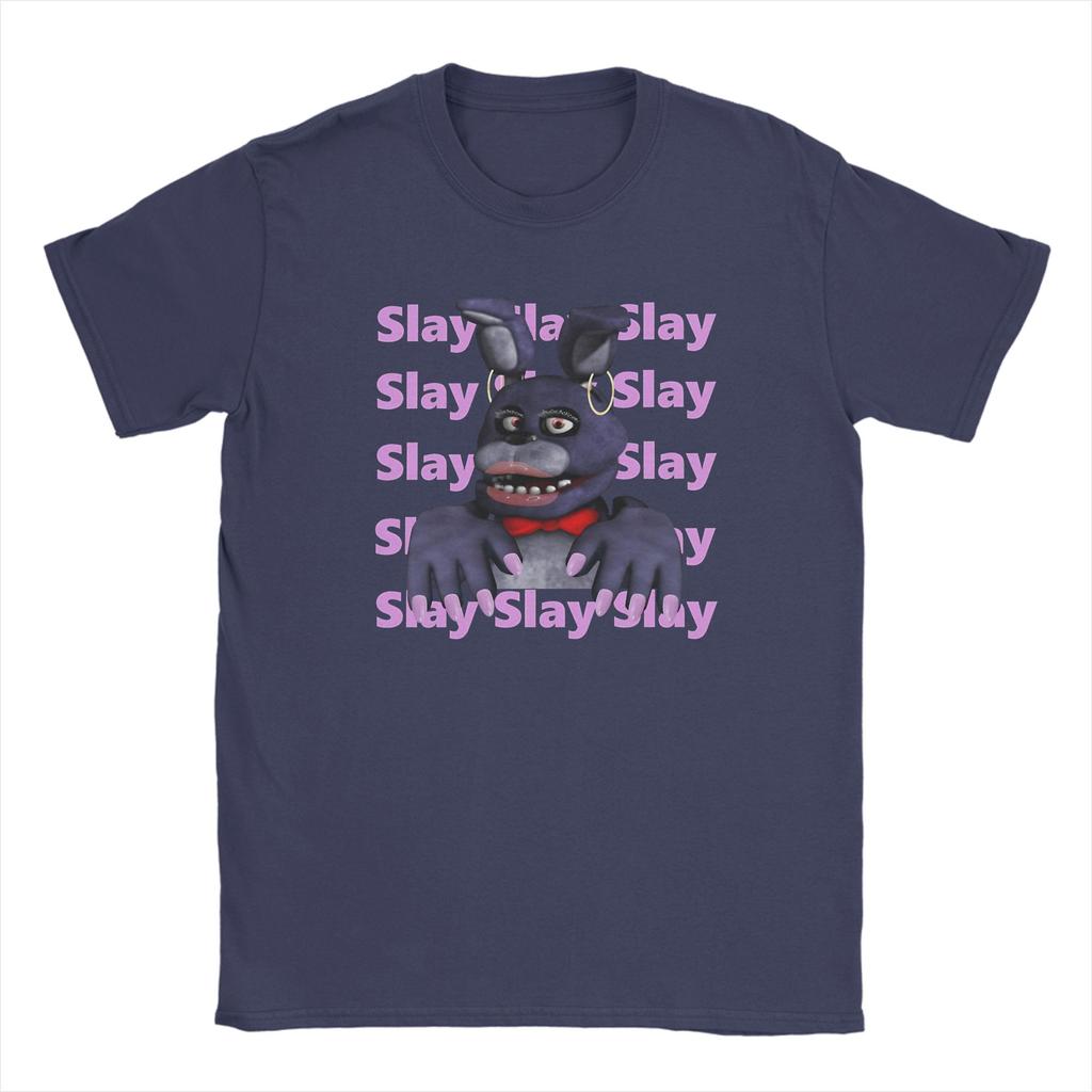 Мем Fnaf slay на месячных Мужские футболки FNAF At Freddys Футболка с коротким рукавом Круглый вырез Футболка Чистый хлопок Летняя одежда