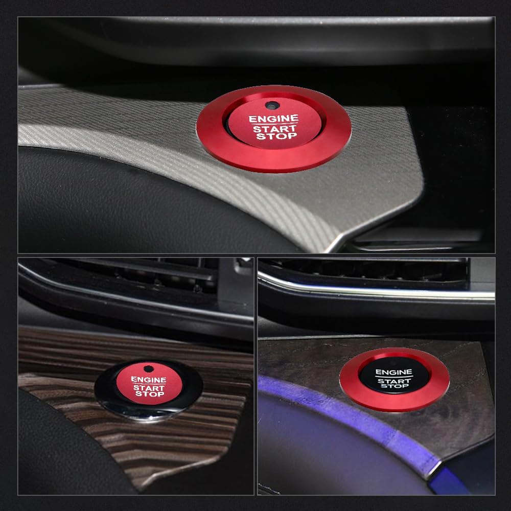 LECART Red Start Button Cover Sticker Fit for Ford Explorer ST XLT Limited Platinum 2024 Auto Interior Accessories Keyless Ignition Decoration