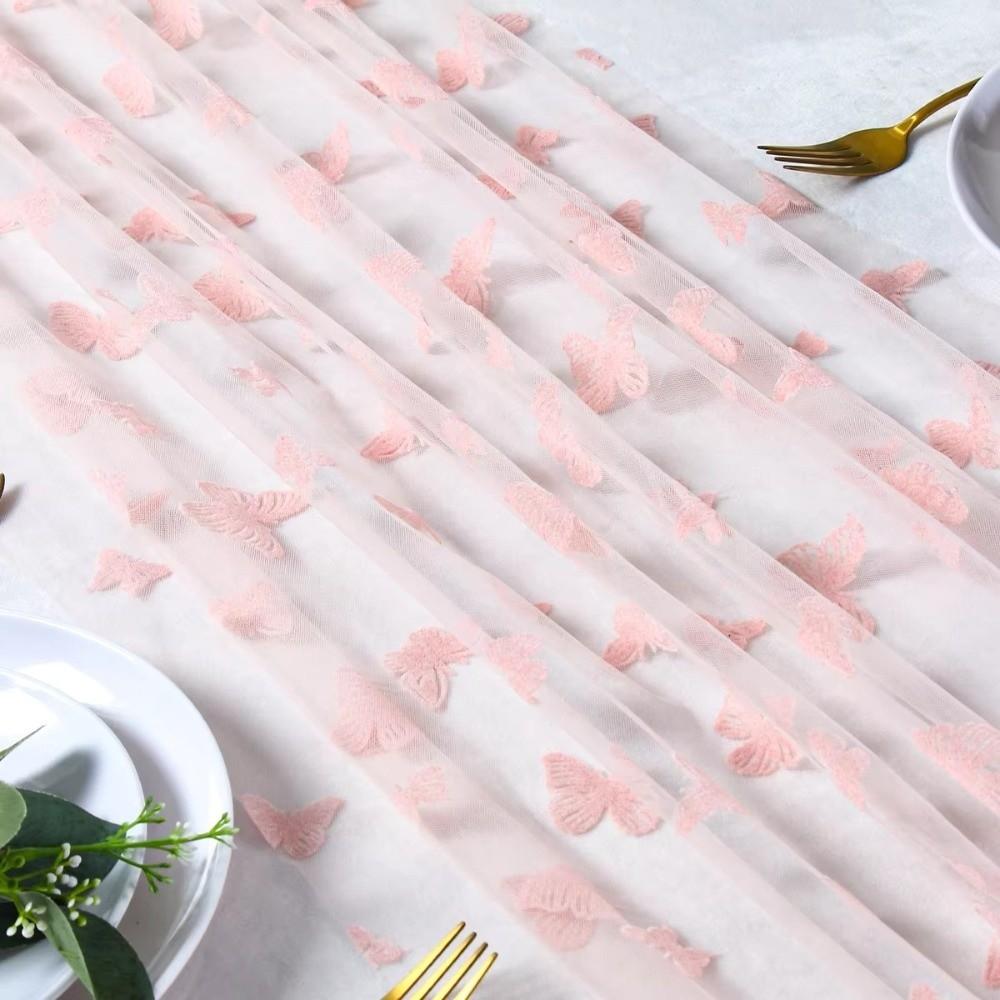 Romantic Butterfly Mesh Table Runner Multi-color Semi-Transparent Wedding Table Runner Decorative Long Table Runner
