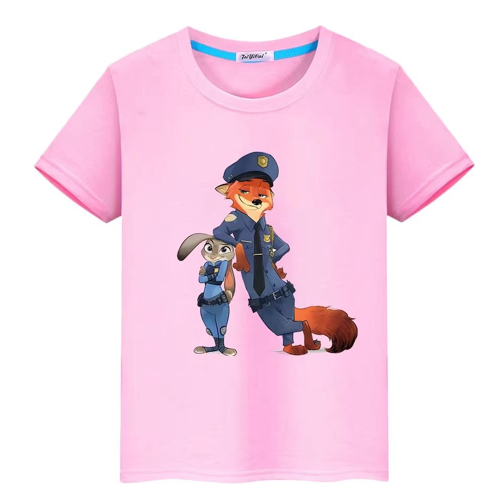 Zootopia 2 Kids Tshirts Cute Anime ShortSleeves Boys and Girls Clothing Christmas Theme Fashionable Childrens Tops