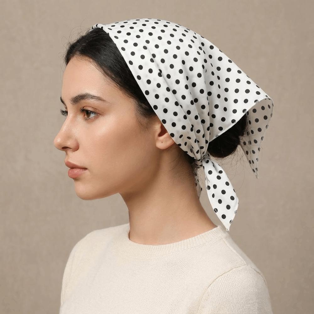 Thin Polka Dots Triangle Scarf Polyester Head Wraps Elegent Foulard Hair Band  Women