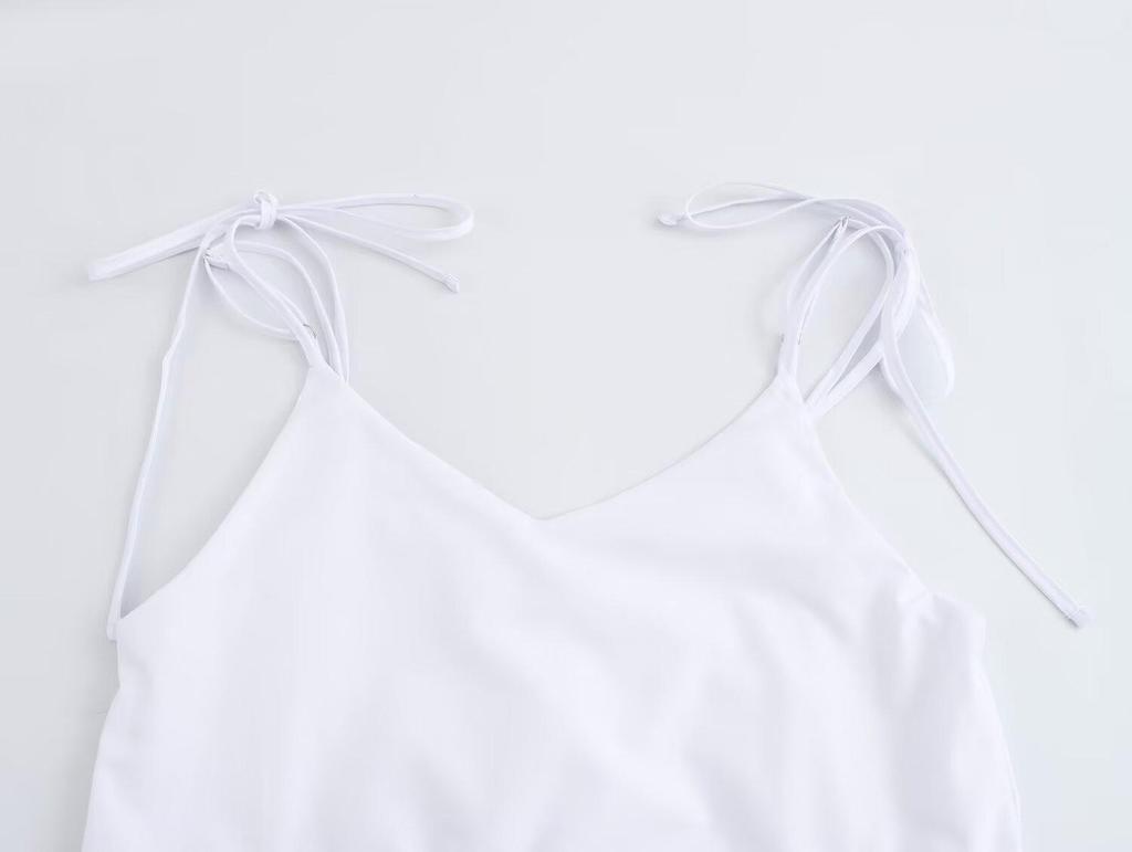 Летнее хлопковое платье на тонких бретелях с вышивкой, 2025: Модное женское платье однотонной расцветки