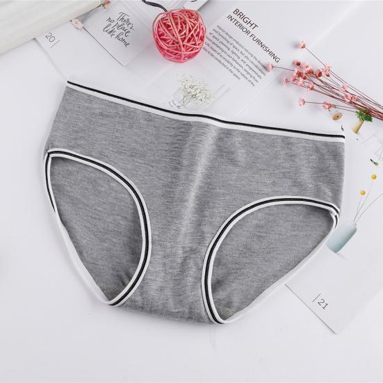 Cute Girls Solid Color Low Waist Slim Panties Breathable Cotton Underwear Briefs